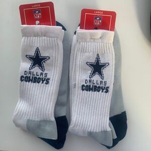 2 Pairs VINTAGE Dallas Cowboys Football NFL TUBE SOCKS FITS 10-13 USA NEW!